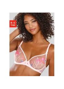 B&uuml;gel-BH Lascana "Maria", Damen, Gr. 80, Cup C, pink (puder, pink), Spitze, Obermaterial: 74% Polyamid, 23% Polyester, 3% Elasthan, BHs B&uuml;gel-BH, mit Blumen aus edler Stickereispitze, transparente Unterw&auml;sche