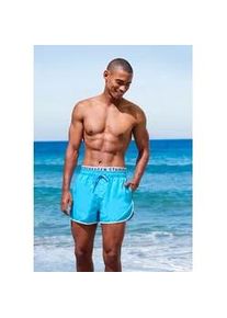 Badeshorts Copenhagen Studios, Herren, Gr. XXL (58/60), N-Gr, blau (t&uuml;rkis), Recycling-Polyester, unifarben mit Farbeins&auml;tzen, Badehosen Badeshorts, mit elastischem Bund