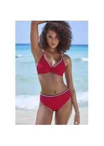 B&uuml;gel-Bikini-Top s.Oliver "Junis", Damen, Gr. 36, Cup F, rot, Recycling-Polyamid, kontrastfarbene Details, unifarben, Bikini-Oberteile, mit geflochtenen Details