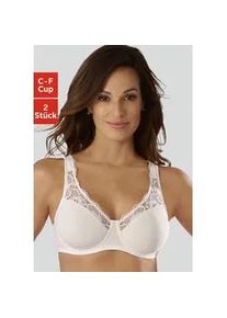 Minimizer-BH Petite Fleur, Damen, Gr. 90, Cup D, wei&szlig; (2x wei&szlig;), Jersey, Obermaterial: 75% Baumwolle, 18% Polyamid, 7% Elasthan, BHs Minimizer-BH, mit B&uuml;gel aus weicher Baumwollqualit&auml;t und Spitze