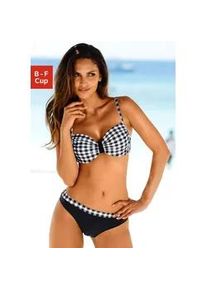 B&uuml;gel-Bikini Lascana, Damen, Gr. 46, Cup C, schwarz-wei&szlig; (schwarz, wei&szlig;), Polyamid, bedruckt, kariert, Bikini-Sets B&uuml;gel-Bikini, im schwarz-wei&szlig;en Karodruck