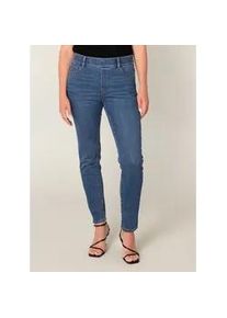 Jeggings Base Level "Anabel", Damen, Gr. 46, L&auml;nge 30, blau (mid blau), Denim/Jeans, Obermaterial: 92% Baumwolle, 6% Polyester, 2% Elasthan, unifarben, figurbetont kn&ouml;chelfrei, Hosen Jeggings, in blauer Waschung und mit Stretch