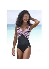 Badeanzug Sunseeker "Palina", Damen, Gr. 40, Cup D, schwarz (schwarz bedruckt), Recycling-Polyamid, Print-Einsatz, unifarben, Badeanz&uuml;ge Badeanzug, im Paisley Druck und mit Shaping-Effekt