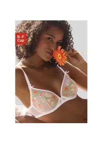 B&uuml;gel-BH Lascana, Damen, Gr. 70, Cup F, wei&szlig; (wei&szlig;, neon), Mesh, Obermaterial: 66% Polyamid, 32% Polyester, 2% Elasthan, BHs B&uuml;gel-BH, mit zarter Blumenstickerei und filigranen Accessoires, sexy Dessous