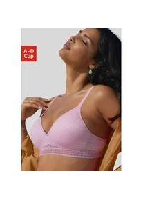 Bralette-BH Lascana "Freya", Damen, Gr. 90, Cup B, pink, Spitze, Obermaterial: 36% Polyamid, 29% Polyester, 27% Baumwolle, 8% Elasthan, BHs, ohne B&uuml;gel mit eingearbeitetem Push-up Kissen, Dessous