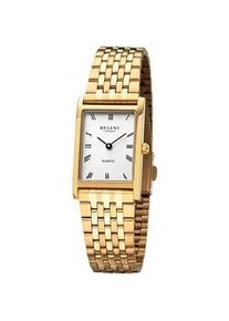 Regent Uhren Quarzuhr REGENT, gold (goldfarben, wei&szlig;), Armbanduhren, Damen, Quarzuhr, Armbanduhr, Damenuhr, Herrenuhr, eckig, Edelstahlarmband