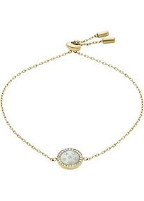 Armband Fossil "Schmuck Geschenk Edelstahl JEWELRY", wei&szlig; (gelbgoldfarben, kristallwei&szlig;, perlmuttfarben, kristallwei&szlig;), Armb&auml;nder, Damen, 21,6cm, Edelstahl Perlen, Edelstahl, Perlen, Armband, mit Glasstein - mit Perlmutt