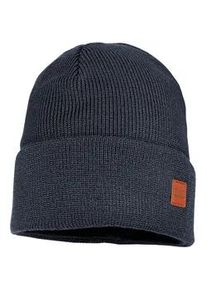 Beanie MaxiMo, Jungen, Gr. 55, blau, Strick, Baumwolle, unifarben, M&uuml;tzen Beanie, Strick, breiter Umschlag, gef&uuml;ttert, w&auml;rmend, weich, unifarben