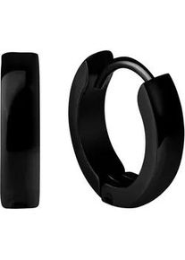 Paar Creolen Vivance "Edelstahl Lack schwarz", Damen, Gr. one-size, Edelstahl, schwarz, Ohrringe