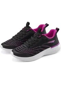 Sneaker Lascana "Halbschuh, Schn&uuml;rschuh, Freizeitschuh, Turnschuhe", Damen, Gr. 36, schwarz (schwarz, lila), Obermaterial: 100% Textilmaterial. Decksohle: 100% Textilmaterial. Futter: 100% Textilmaterial. Laufsohle: 100% Synthetik, kontrastfarbene Details, mehrfarbig, unifarben mit Farbeinsatz, Basic, Schuhe Sneaker, aus Textil mit Farbakzenten