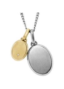 Kette mit Anh&auml;nger Fossil "Schmuck Geschenk Edelstahl DREW Bicolor", gelb (edelstahlfarben, gelbgoldfarben, kristallwei&szlig;), Halsketten, Damen, Edelstahl, L: 56 B: 2mm, mit Glasstein, B:2mm