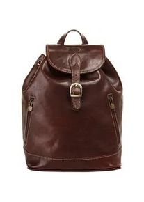 Pike Cityrucksack PIK&Eacute;, Damen, Gr. B/H/T: 35cm x 34cm x 11cm, onesize, braun, Leder, Rindsleder, beschichtet, leicht gl&auml;nzend, Rucks&auml;cke Cityrucksack, echt Leder, Made in Italy