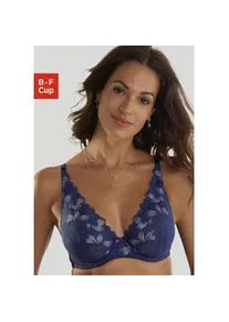 B&uuml;gel-BH Nuance, Damen, Gr. 80, Cup B, blau, Spitze, Obermaterial: 74% Polyamid, 16% Polyester, 10% Elasthan, BHs B&uuml;gel-BH, im High-Apex-Design aus Stickereispitze mit feinen Glitzerdetails
