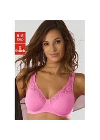 Minimizer-BH Petite Fleur, Damen, Gr. 75, Cup C, pink (pink, wei&szlig;), Jersey, Obermaterial: 75% Baumwolle, 18% Polyamid, 7% Elasthan, BHs Minimizer-BH, mit B&uuml;gel aus weicher Baumwollqualit&auml;t und Spitze