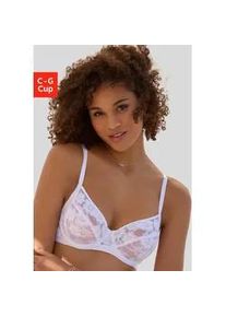 B&uuml;gel-BH Lascana, Damen, Gr. 70, Cup E, wei&szlig;, Mesh, Obermaterial: 87% Polyamid, 9% Elasthan, 4% Polyester, BHs B&uuml;gel-BH, aus zarter, elastischer Jacquardspitze und feinem Mesh, sexy Dessous