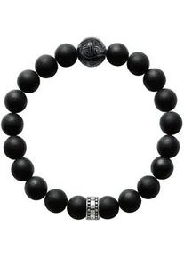 Armband Thomas Sabo "Armband Obsidian" Gr. 21, silber (silberfarben, schwarz, schwarz), Armb&auml;nder, Damen, 21, Silber 925 (recycelt), Armband, mit Obsidian
