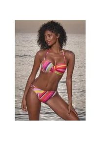 B&uuml;gel-Bandeau-Bikini Bruno Banani, Damen, Gr. 40, Cup C, bunt (orange bedruckt), Obermaterial: 80% Polyester, 20% Elasthan. Futter: 100% Polyamid. Wattierung: 100% Polyester, bedruckt, Bikini-Sets, mit grafischem Druck