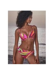 Push-Up-Bikini Bruno Banani, Damen, Gr. 34, Cup A, orange (orange bedruckt), Obermaterial: 80% Polyester, 20% Elasthan. Futter: 100% Polyamid, bedruckt, Bikini-Sets, mit edlem Zierring