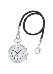 Taschenuhr MASTER TIME "Sprechende Taschenuhr", silber (silberfarben), Taschenuhren, Damen, Taschenuhr, sprechende Funkuhr, Quarzuhr, Status Funkempfang, 4 Alarmzeiten