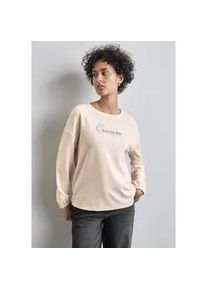 Langarmshirt Street One, Damen, Gr. 46, wei&szlig; (lucid wei&szlig;), Stoff, 71% Polyester, 26% Viskose, 3% Elasthan, unifarben, normal normal, Rundhals, B&uuml;ndchen, Shirts Langarmshirt, mit Rundhalsausschnitt