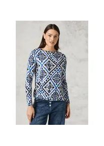 Langarmshirt Cecil, Damen, Gr. L (42), wei&szlig; (soft silber melange), Stoff, 67% Viskose, 28% Polyester, 5% Elasthan, bedruckt, gerade normal, U-Boot-Ausschnitt, B&uuml;ndchen, Shirts Langarmshirt, mit U-Boot-Ausschnitt