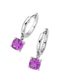 Paar Creolen Smart Jewel "mit farbigen Ziersteinen, Silber 925", pink, Ohrringe, Damen, Silber 925 (Sterlingsilber)