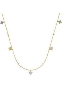 Collier "mit Behang, farbige Zirkonia, vergoldet, Silber 925", bunt (mehrfarbig), Giorgio Martello MILANO, Halsketten, Herren, 45cm, Silber 925 (Sterlingsilber), Collier