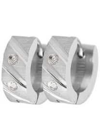 Adelia&acute;s Paar Creolen ADELIA ́S "Damen Creolen aus mattem Edelstahl und Strass &Oslash; 10 mm", silber, Ohrringe, Damen, Damen, Edelstahl