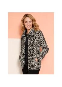 Fleecejacke Classic Basics, Damen, Gr. 52, beige (sand, schwarz, bedruckt), 100% Polyester, Animal-Print, gemustert, mehrfarbig, Jacken Fleecejacke