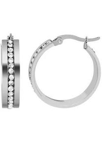 Adelia&acute;s Paar Creolen ADELIA ́S "Damen Creolen aus poliertem Edelstahl und Strass &Oslash; 25 mm", silber, Ohrringe, Damen, Damen, Edelstahl