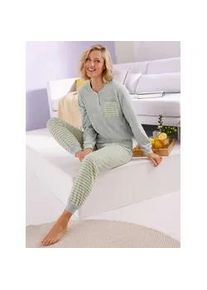 w&auml;schepur Schlafanzug W&Auml;SCHEPUR, Damen, Gr. 40/42, gelb (zitrone, grau, gestreift), 80% Baumwolle, 20% Polyester, Homewear-Sets Schlafanzug