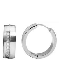 Adelia&acute;s Paar Creolen ADELIA ́S "Damen Creolen aus mattem Edelstahl und Strass &Oslash; 16 mm", silber, Ohrringe, Damen, Damen, Edelstahl