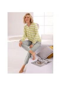 w&auml;schepur Schlafanzug W&Auml;SCHEPUR, Damen, Gr. 44/46, gelb (zitrone, grau, gestreift), 80% Baumwolle, 20% Polyester, Homewear-Sets Schlafanzug