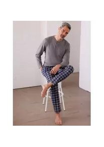 Schlafhose, Damen, Gr. 60/62, Normalgr&ouml;&szlig;en, blau (marine, kariert), 100% Baumwolle, gemustert, kariert, mehrfarbig, Hosen Schlafhose