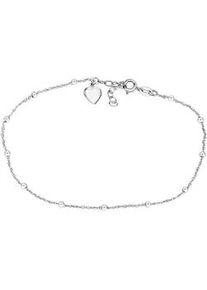 Fu&szlig;kette Vivance "925/- Sterling Silber rhodiniert Kugeln/Herz", wei&szlig;, Fu&szlig;ketten, Damen, 23+3cm, Silber 925 (Sterlingsilber), gl&auml;nzend