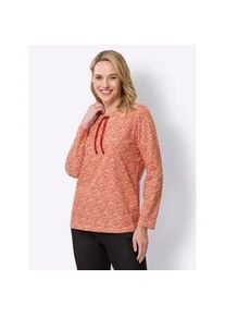 Langarmshirt Classic Basics "Langarm-Shirt", Damen, Gr. 44, orange (terra, ecru, bedruckt), 100% Baumwolle, gemustert, mehrfarbig, Rundhals, Shirts Langarmshirt