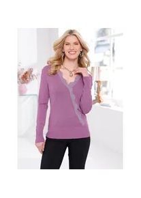 Strickpullover Classic Basics "Langarm-Pullover", Damen, Gr. 44, lila (violett), 78% Viskose, 20% Polyamid, 2% metallisierte Fasern, unifarben, Pullover Strickpullover