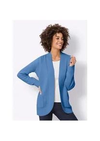 Strickjacke Classic Basics, Damen, Gr. 38, blau (mittelblau), 100% Polyacryl, unifarben, Strickjacken Strickjacke