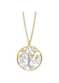 Kette mit Anh&auml;nger JULIE JULSEN "925/- Sterling Silber rhodiniert teils vergoldet Lebensbaum", bunt (mehrfarbig), Halsketten, Damen, 60cm, Silber 925 (Sterlingsilber), L: 60, gl&auml;nzend