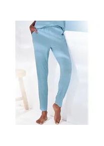 Pyjamahose s.Oliver, Damen, Gr. 44/46, N-Gr, blau (hellblau, meliert), Rippware, Obermaterial: 92% Modal (TENCELTM), 8% Elasthan, meliert, slim fit lang, Hosen Pyjamahose, in elastischer 4x4 Rippware