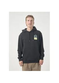 Kapuzensweatshirt Cleptomanicx "Classic Hooded Gathering", Herren, Gr. M, schwarz, 100% Baumwolle, bedruckt, normal, ohne Ausschnitt, Sweatshirts, mit lockerem Schnitt