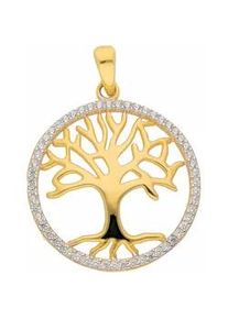 Adelia&acute;s Kettenanh&auml;nger ADELIA ́S "Damen 333 Gold Anh&auml;nger Lebensbaum mit Zirkonia &Oslash; 19,7 mm", gold, Schmuckanh&auml;nger, Damen, Gold, Kettenanh&auml;nger, mit Zirkonia f&uuml;r Damen