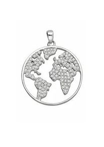 Adelia&acute;s Kettenanh&auml;nger ADELIA ́S "Damen 925 Silber Anh&auml;nger Weltkugel mit Zirkonia &Oslash; 21,4 mm", silber, Schmuckanh&auml;nger, Damen, Silber 925 (Sterlingsilber), Kettenanh&auml;nger, mit Zirkonia f&uuml;r Damen