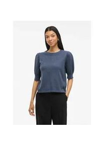 Strickpullover Vila "VIRIL 2/4 SLEEVE O-NECK KNIT TOP - NOOS", Damen, Gr. M, vintage indigo detail:schwarz melange, Strick, Obermaterial: 50% Viskose, 28% Polyester, 22% Nylon, meliert, regular fit normal, Rundhals, Rippstrickb&uuml;ndchen, Pullover Strickpullover