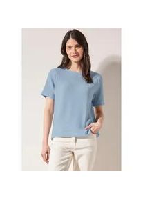 T-Shirt Cecil, Damen, Gr. XXL (46), blau (pastel blau), Stoff, 60% Polyester, 36% Viskose, 4% Elasthan, gestreift, gerade normal, U-Boot-Ausschnitt, B&uuml;ndchen, Shirts T-Shirt, aus softem Materialmix
