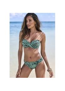 B&uuml;gel-Bandeau-Bikini Bruno Banani, Damen, Gr. 32, Cup A, gr&uuml;n (jade bedruckt), Microfaser, Polyamid, bedruckt, Bikini-Sets, in trendigem Animalprint