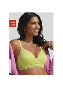 Bralette-BH Lascana "Freya", Damen, Gr. 90, Cup B, gr&uuml;n (lime), Spitze, Obermaterial: 36% Polyamid, 29% Polyester, 27% Baumwolle, 8% Elasthan, BHs, ohne B&uuml;gel mit eingearbeitetem Push-up Kissen, Dessous