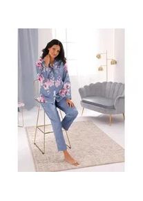 w&auml;schepur Schlafanzug W&Auml;SCHEPUR, Damen, Gr. 48/50, blau (taubenblau), 83% Polyester, 17% Baumwolle, Homewear-Sets Schlafanzug