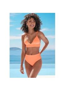 Bikini-Hose Venice Beach "Lucky", Damen, Gr. 36, N-Gr, rot (lachs), Recycling-Polyamid, Strukturmuster, Badehosen Bikini-Hose, aus gerippter Strukturware