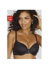 Schalen-BH Lascana, Damen, Gr. 75, Cup F, schwarz, Spitze, Obermaterial: 86% Polyamid, 8% Polyester, 6% Elasthan, BHs Schalen-BH, mit B&uuml;gel und h&uuml;bschem Spitzenr&uuml;cken, sexy Dessous